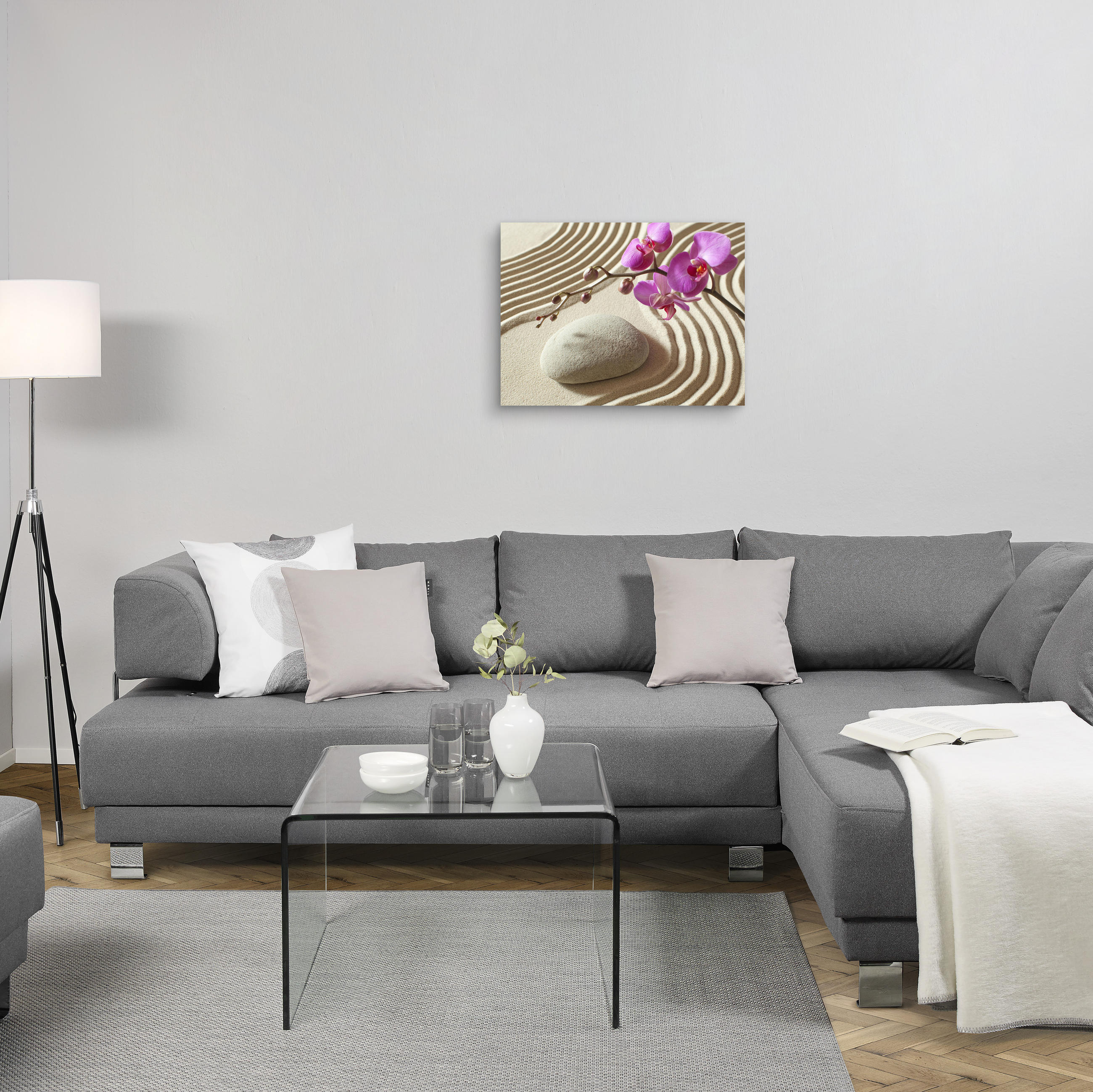 TISAK NA PLATNU 60/80 cm - ljubičasta/zlatne boje, Basics, drvo/tekstil (60/80cm) - Monee