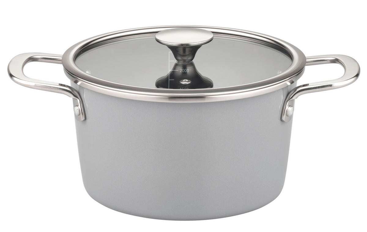 KOCHTOPFSET STRATOS 4-teilig  - Hellgrau, Basics, Metall - GSW