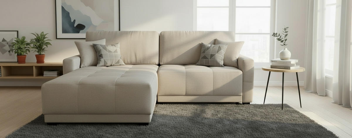 ECKSOFA Hellgrau Chenille, Struktur  - Hellgrau, Design, Textil (237/186cm) - MID.YOU