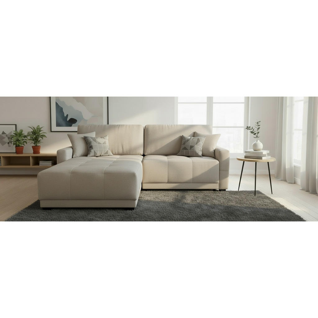 Thumbnail - Mid.you Ecksofa, Hellgrau, Textil, 3-Sitzer, Füllung: Schaumstoffflocken,Schaumstoffflocken, L-Form, 237x186 cm, Made in...