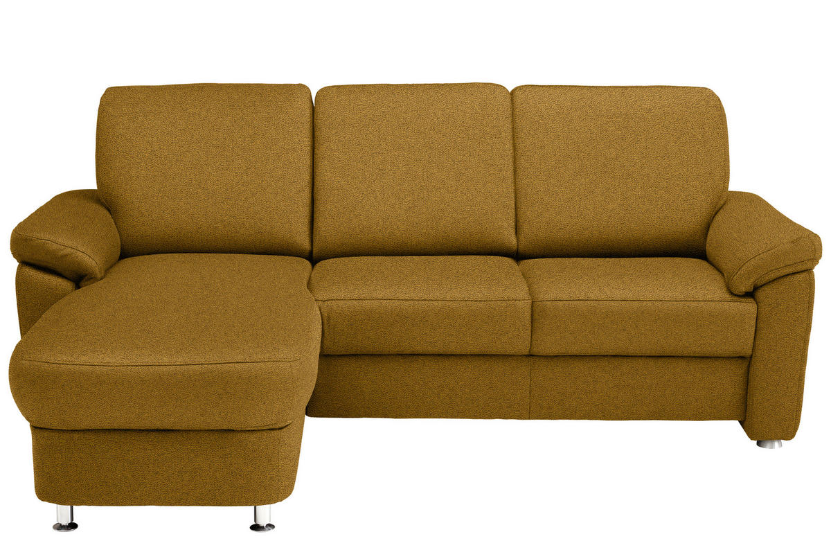 ECKSOFA in Flachgewebe Braun, Grün  163/250 cm  - Chromfarben/Braun, KONVENTIONELL, Textil/Metall (163/250cm) - Beldomo System