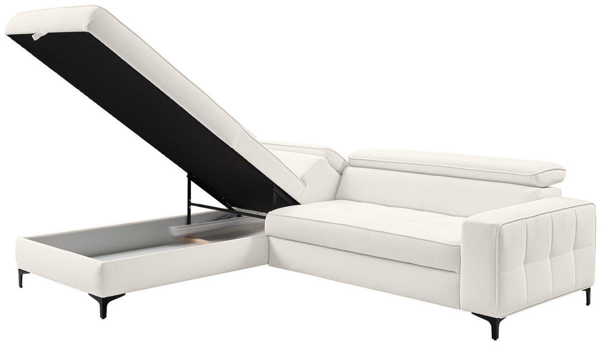ECKSOFA  in Struktur Hellgrau  203/251 cm  - Hellgrau/Schwarz, Design, Textil/Metall (203/251cm) - MID.YOU