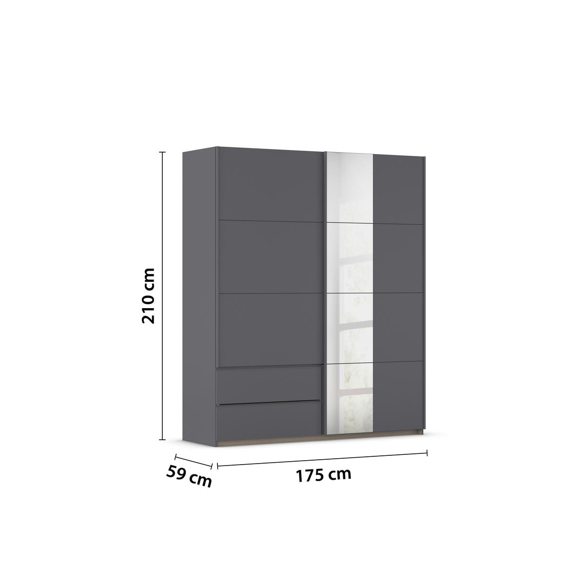 SCHWEBETÜRENSCHRANK in Grau  - Grau, Modern, Holzwerkstoff (175/210/59cm) - Rauch Möbel