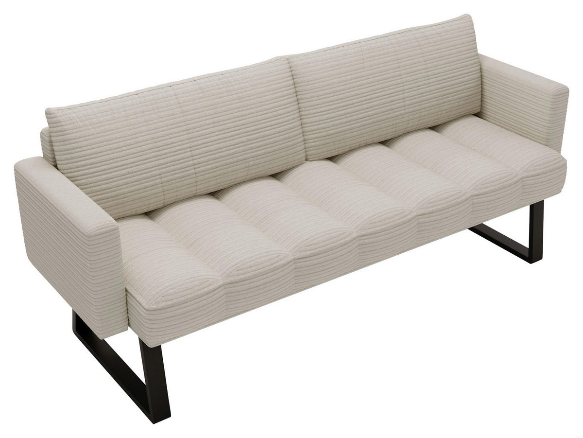 SITZBANK 200/88/69 cm Struktur Naturfarben Metall  - Schwarz/Naturfarben, Design, Textil/Metall (200/88/69cm) - Valdera