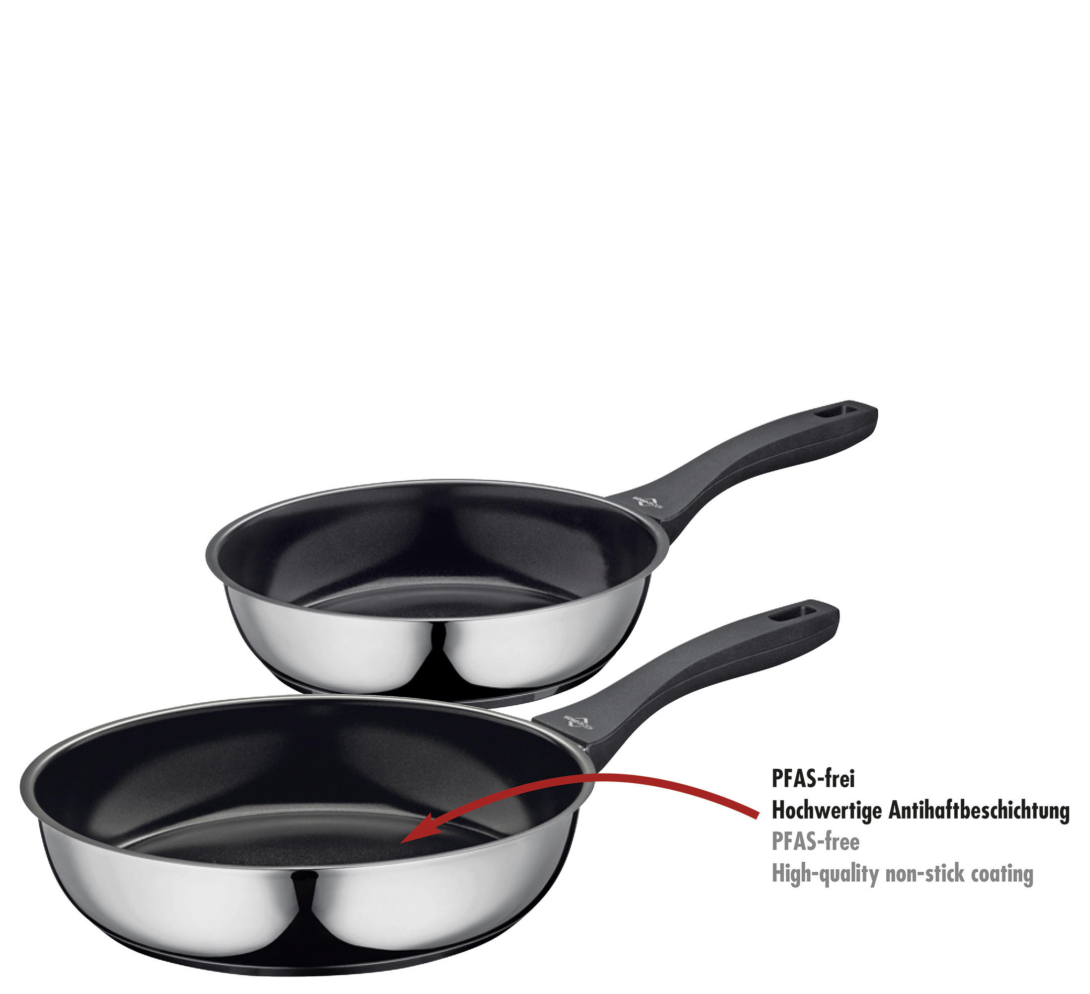 PFANNENSET ROMA Edelstahl 2-teilig  - Silberfarben, Basics, Kunststoff/Metall (24+28cm) - KÜCHENPROFI