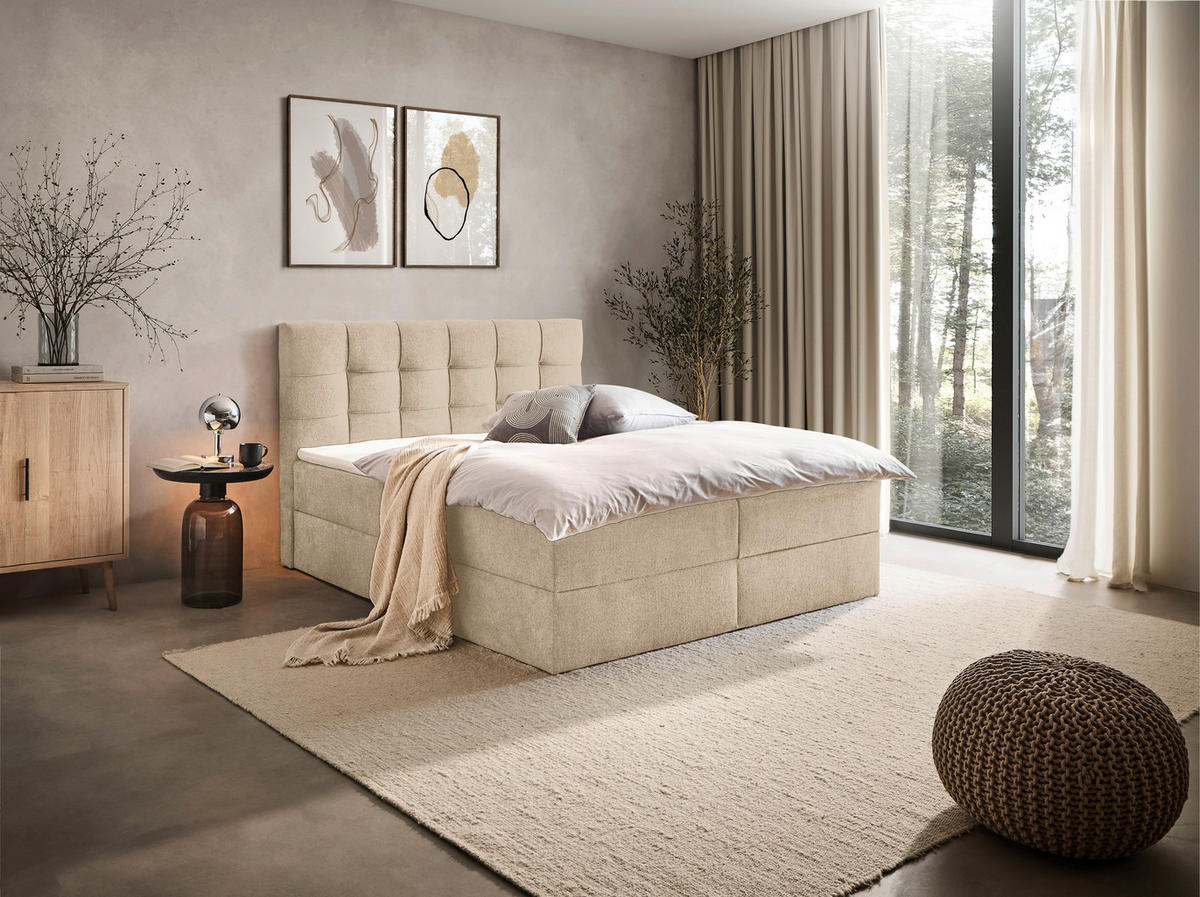 BOXBETT 140/200 cm  in Creme  - Creme/Schwarz, KONVENTIONELL, Kunststoff/Textil (140/200cm) - Boxxx