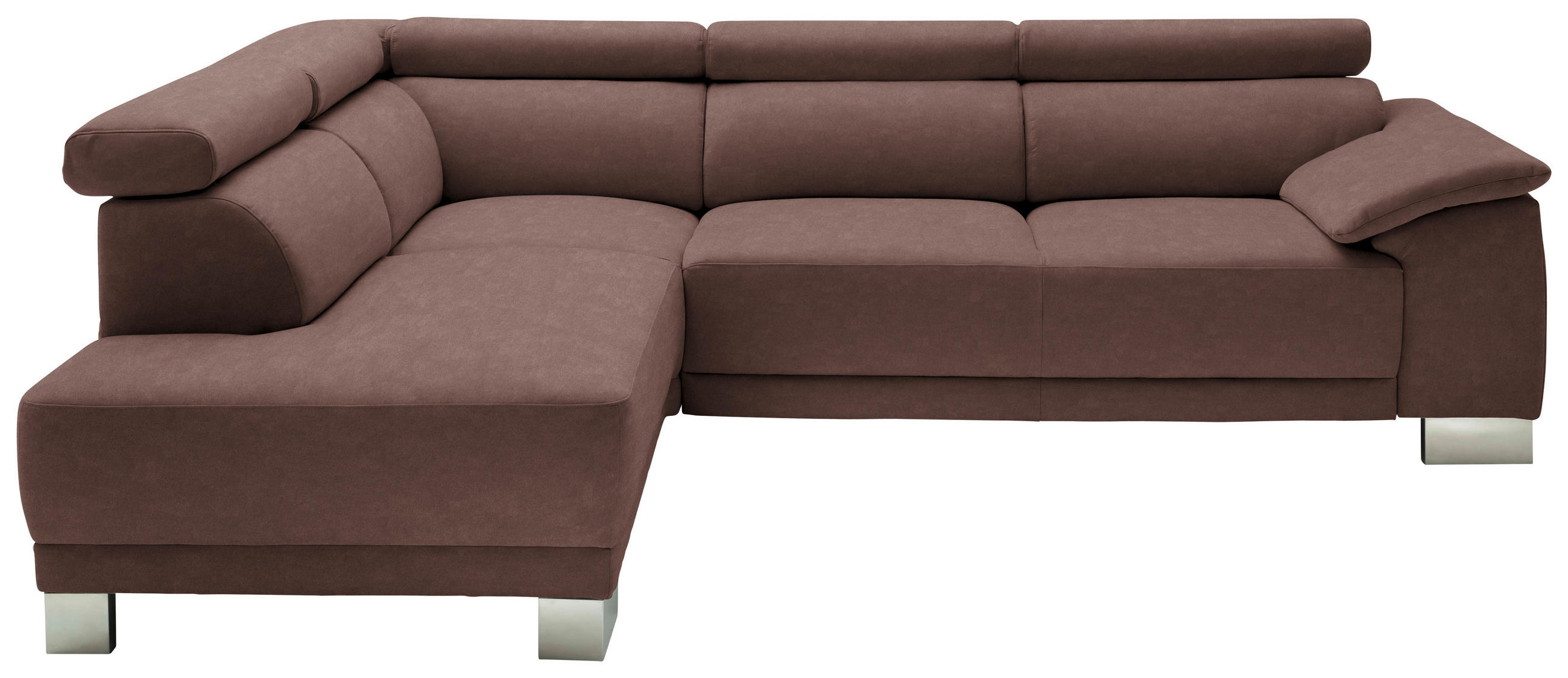 ECKSOFA in Mikrofaser Braun  - Chromfarben/Braun, Design, Holz/Textil (205/270cm) - Pure Home Lifestyle