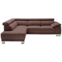ECKSOFA in Mikrofaser Braun  - Chromfarben/Braun, Design, Holz/Textil (205/270cm) - Pure Home Lifestyle