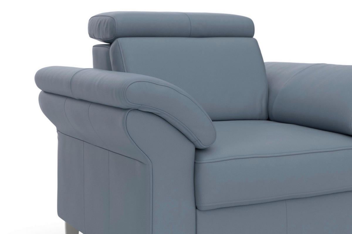 SESSEL in Echtleder Graublau  - Chromfarben/Graublau, Basics, Leder/Metall (101/84/93cm) - Sit & More