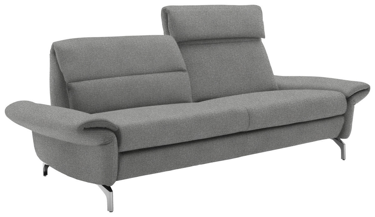 2-SITZER-SOFA Flachgewebe Hellgrau  - Hellgrau/Nickelfarben, Design, Textil/Metall (186/87/100cm) - Schöner Wohnen