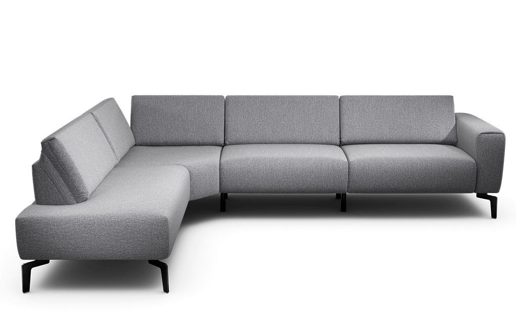 ECKSOFA Cosy Anthrazit Chenille  - Anthrazit/Schwarz, Design, Textil/Metall (213/296cm) - SENSOO
