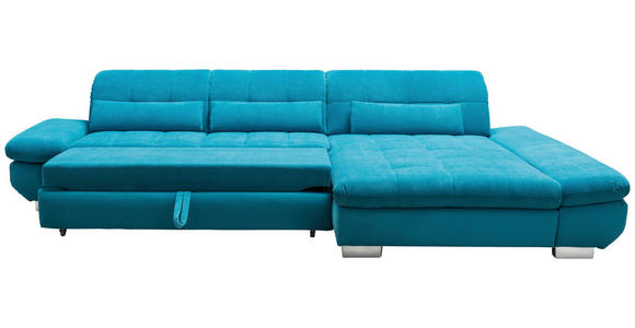 ECKSOFA in Mikrofaser Türkis  - Türkis/Schwarz, Design, Textil/Metall (204/341cm) - Xora