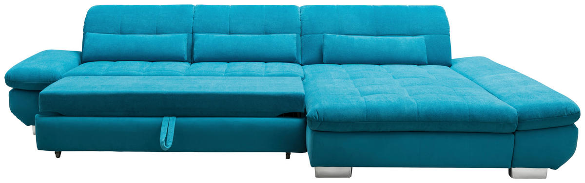 ECKSOFA Türkis Mikrofaser  - Türkis/Schwarz, Design, Textil/Metall (204/341cm) - Xora