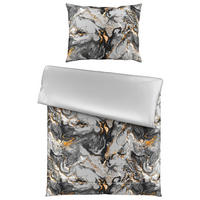 BETTWÄSCHESET MARMOR Satin 160/210 cm  65 cm/100 cm  - Anthrazit, Konventionell, Textil (160/210cm) - Novel