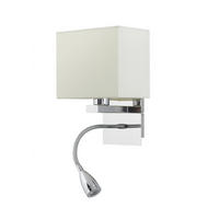 LED-WANDLEUCHTE 17/15/44 cm   - Chromfarben/Weiß, KONVENTIONELL, Textil/Metall (17/15/44cm)