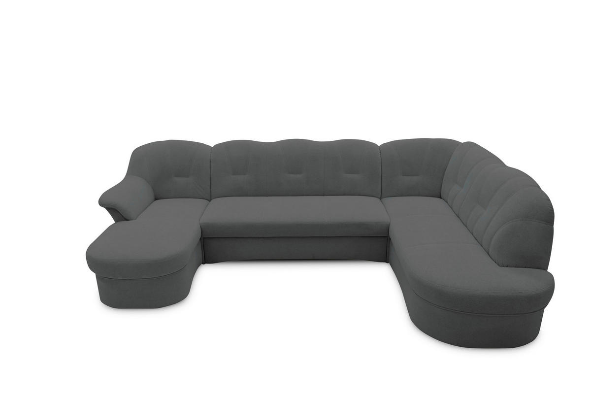 WOHNLANDSCHAFT FLORES FK Dunkelgrau Mikrofaser  - Dunkelgrau/Schwarz, KONVENTIONELL, Kunststoff/Textil (142/293/182cm) - MID.YOU