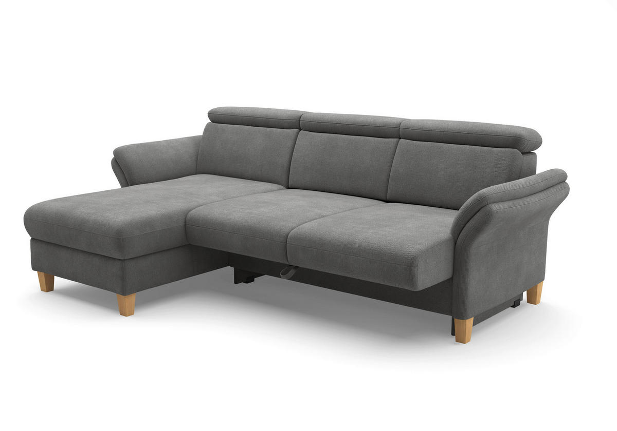 ECKSOFA GLENDALE E Grau Flachgewebe  - Eichefarben/Grau, KONVENTIONELL, Holz/Textil (166/253cm) - Sit & More