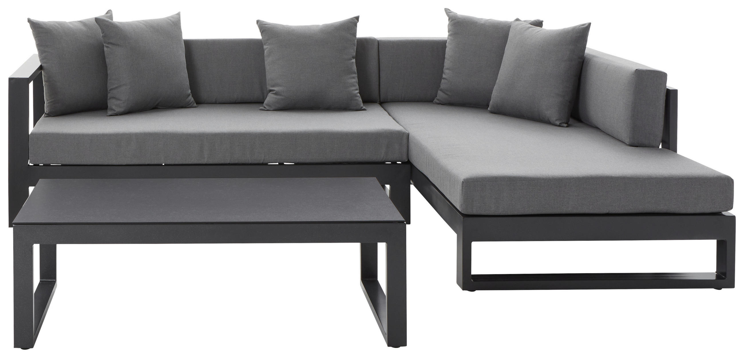 LOUNGEGARNITUR 3-teilig  248/180 cm  Aluminium  - Anthrazit, Design, Glas/Textil (248/180cm) - Amatio