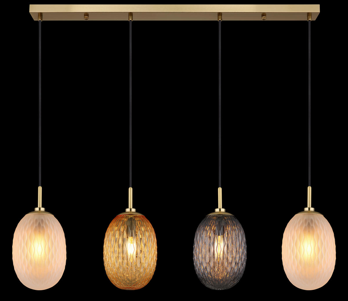 HÄNGELEUCHTE 96/15/120 cm    - Weiss/Goldfarben, Basics, Glas/Textil (96/15/120cm) - Globo