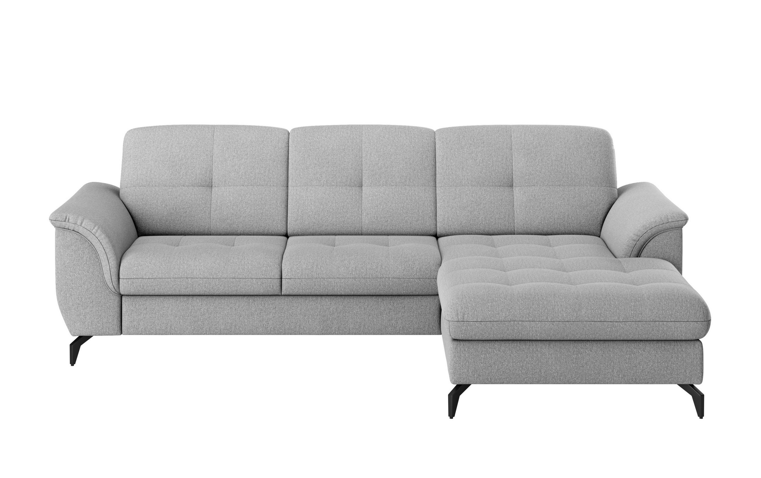 ECKSOFA in Flachgewebe Grau  - Schwarz/Grau, Modern, Textil/Metall (262/164cm) - Sit & More