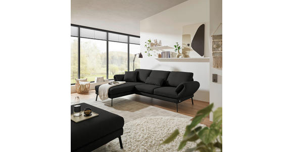 ECKSOFA  in Flachgewebe Anthrazit  175-224/255-365 cm  - Anthrazit/Schwarz, Design, Textil/Metall (175-224/255-365cm) - Dieter Knoll
