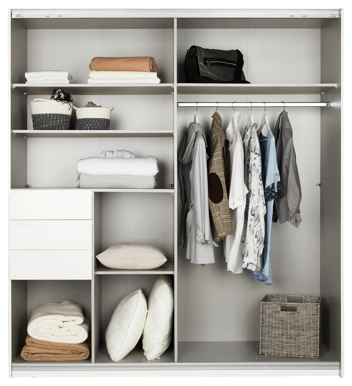 SCHWEBETÜRENSCHRANK 180/198/65 cm 2-türig Weiß  - Eichefarben/Schwarz, KONVENTIONELL, Glas/Holzwerkstoff (180/198/65cm) - MID.YOU