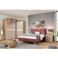 BOXSPRINGBETT 180/200 cm  in Bordeaux  - Chromfarben/Bordeaux, KONVENTIONELL, Leder/Textil (180/200cm) - Novel