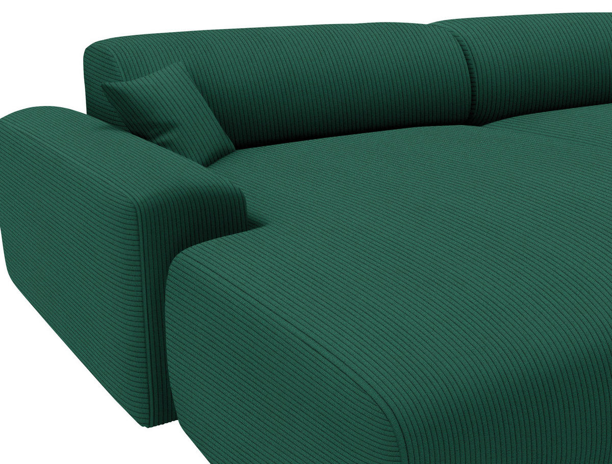 ECKSOFA in Velours, Feincord Waldgrün  178/292 cm  - Waldgrün/Schwarz, Design, Kunststoff/Textil (178/292cm) - home24
