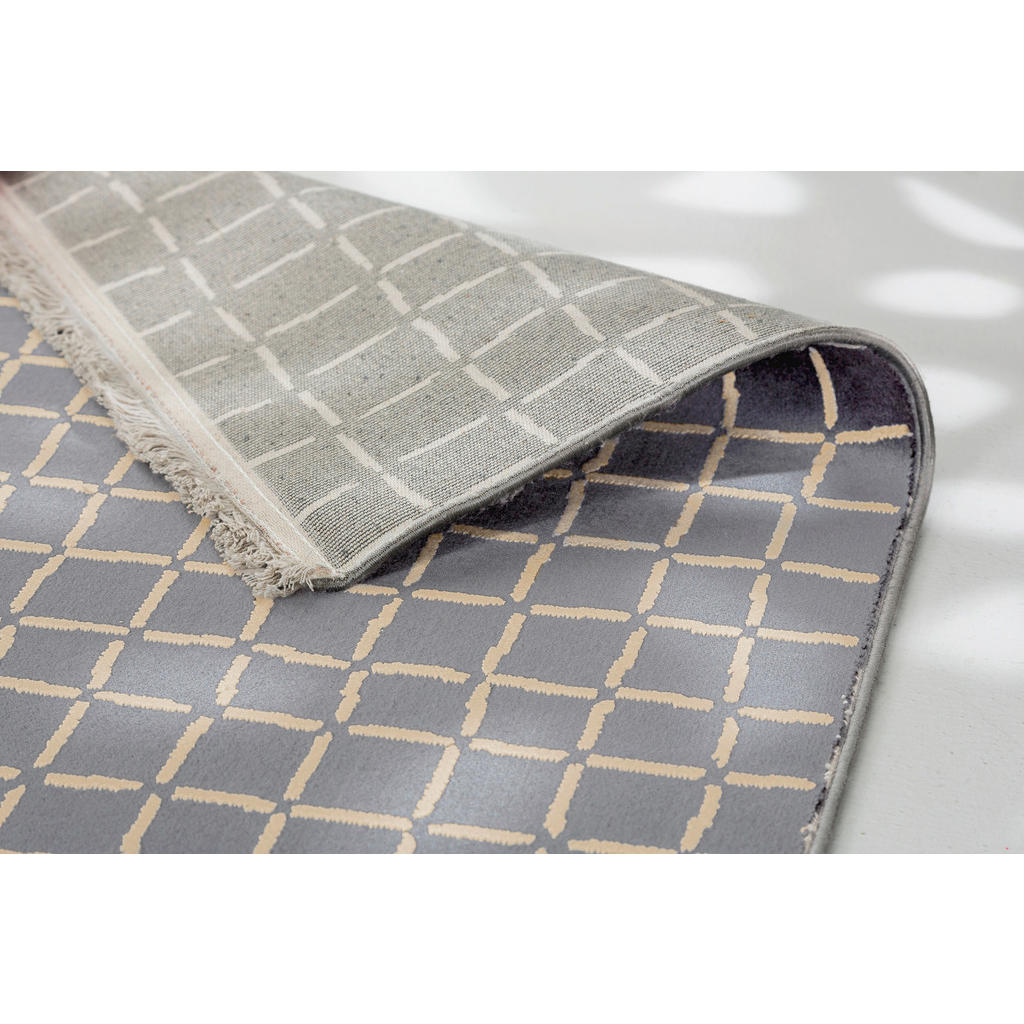 Thumbnail - Schöner Wohnen Webteppich Magic, Grau, Gold, Textil, rechteckig, 160x230 cm, für Fußbodenheizung geeignet, antistatisch,...