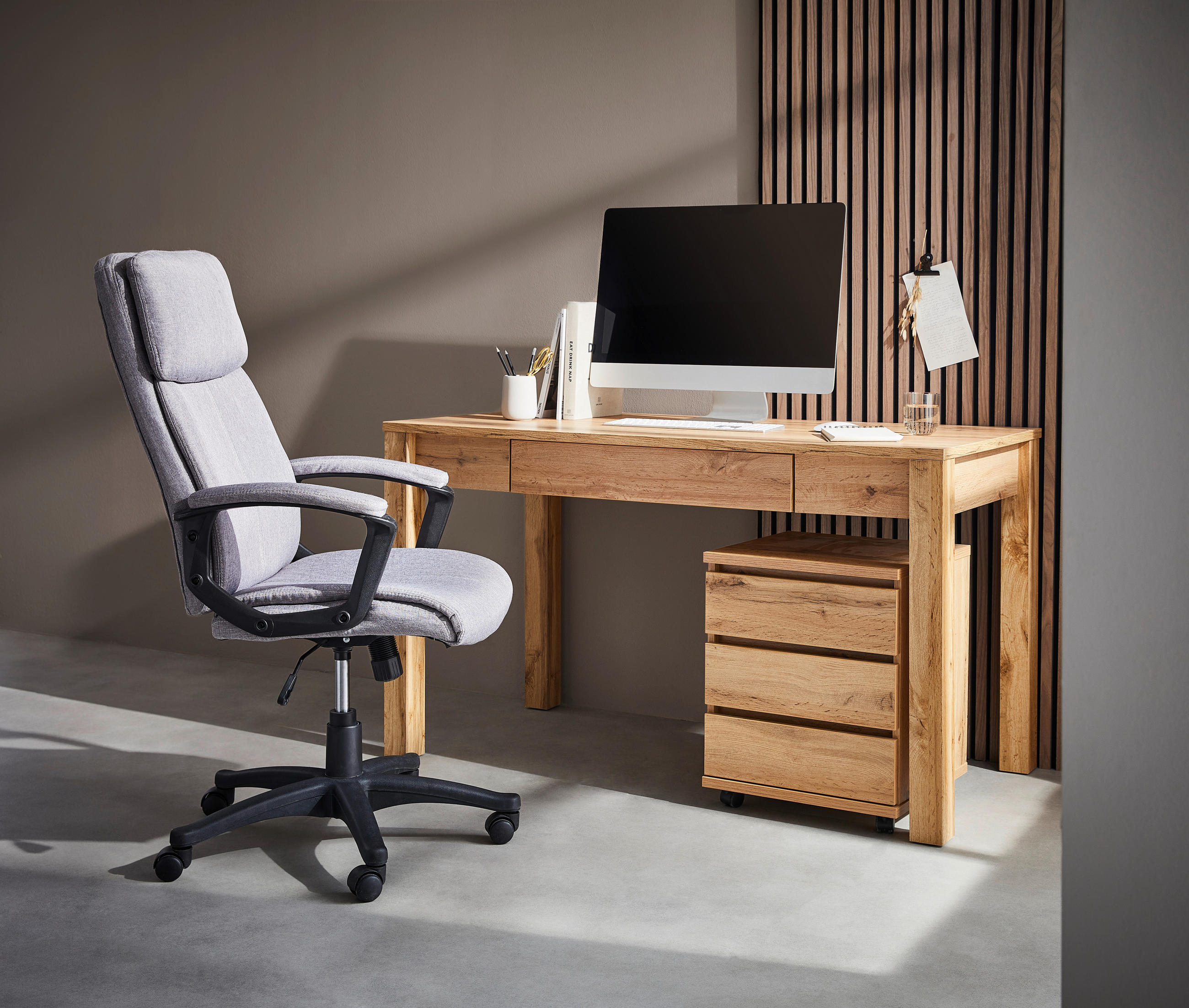 Thumbnail - Hom`in Schreibtisch, Eiche Wotan, 1 Schublade(n) Schubladen, rechteckig, eckig, 67x78x138 cm, Arbeitszimmer, Schreibtisc...