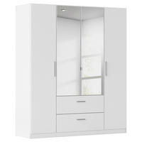 DREHTÜRENSCHRANK 181/210/54 cm,  in Weiß, 4 Tür(en)  - Alufarben/Weiß, KONVENTIONELL, Glas/Holzwerkstoff (181/210/54cm) - home24