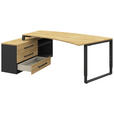 ECKSCHREIBTISCH  in Anthrazit, Hickory  - Anthrazit/Alufarben, Design, Holzwerkstoff/Metall (200/160cm) - Moderano