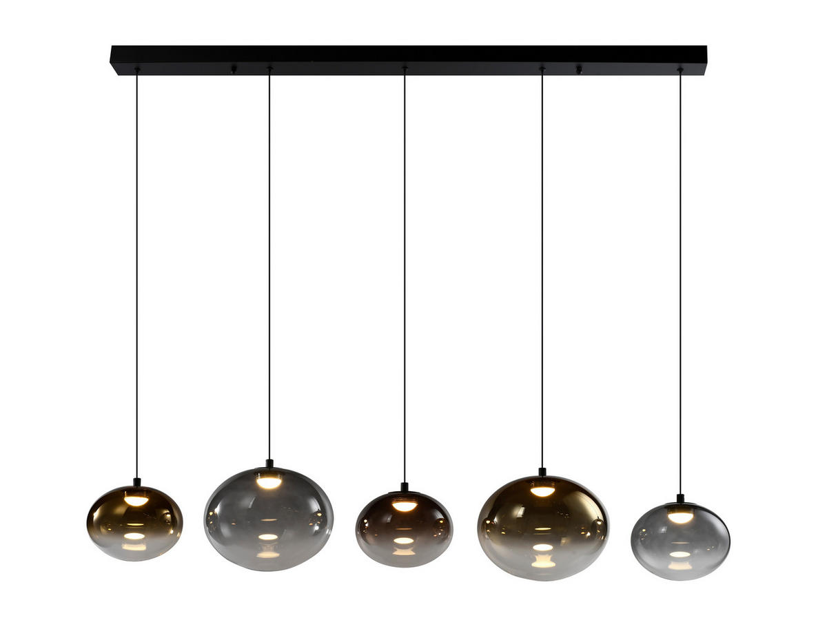 LED-HÄNGELEUCHTE Pesaro 128/170/20 cm  - Schwarz, Design, Glas/Metall (128/170/20cm)