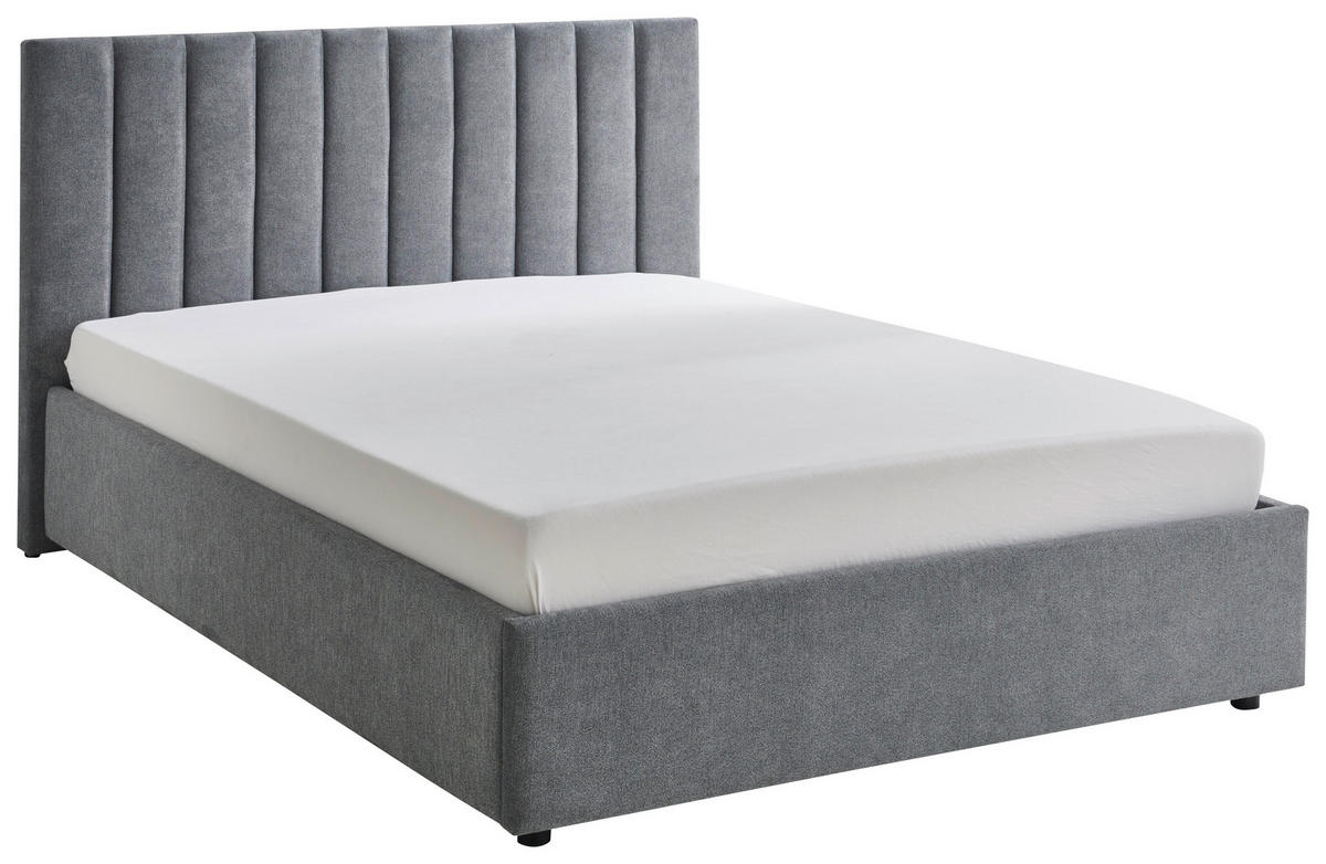 POLSTERBETT 140/200 cm  in Anthrazit  - Anthrazit/Schwarz, Design, Holz/Textil (140/200cm) - Boxxx