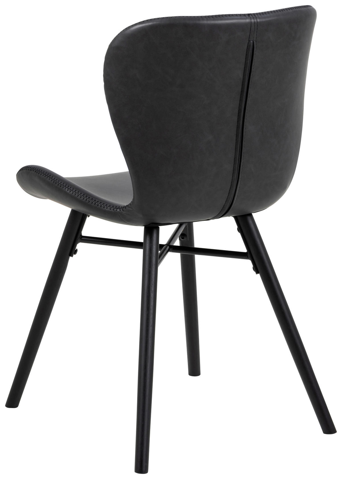 STUHL  in Lederlook  - Schwarz, Lifestyle, Holz/Textil (47/82,5/56cm) - Ambia Home