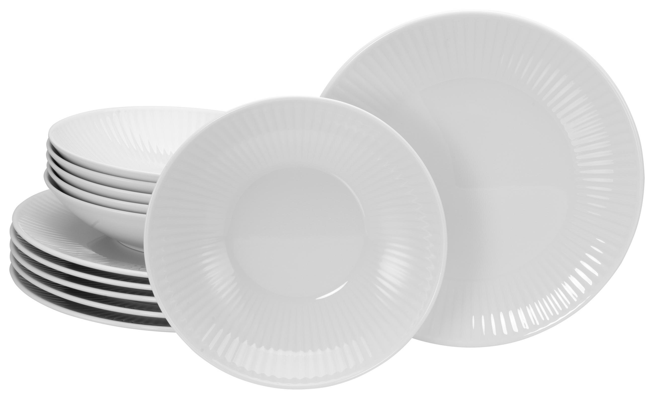 TAFELSERVICE Valencia 12-teilig  - Weiß, Design, Keramik - Creatable