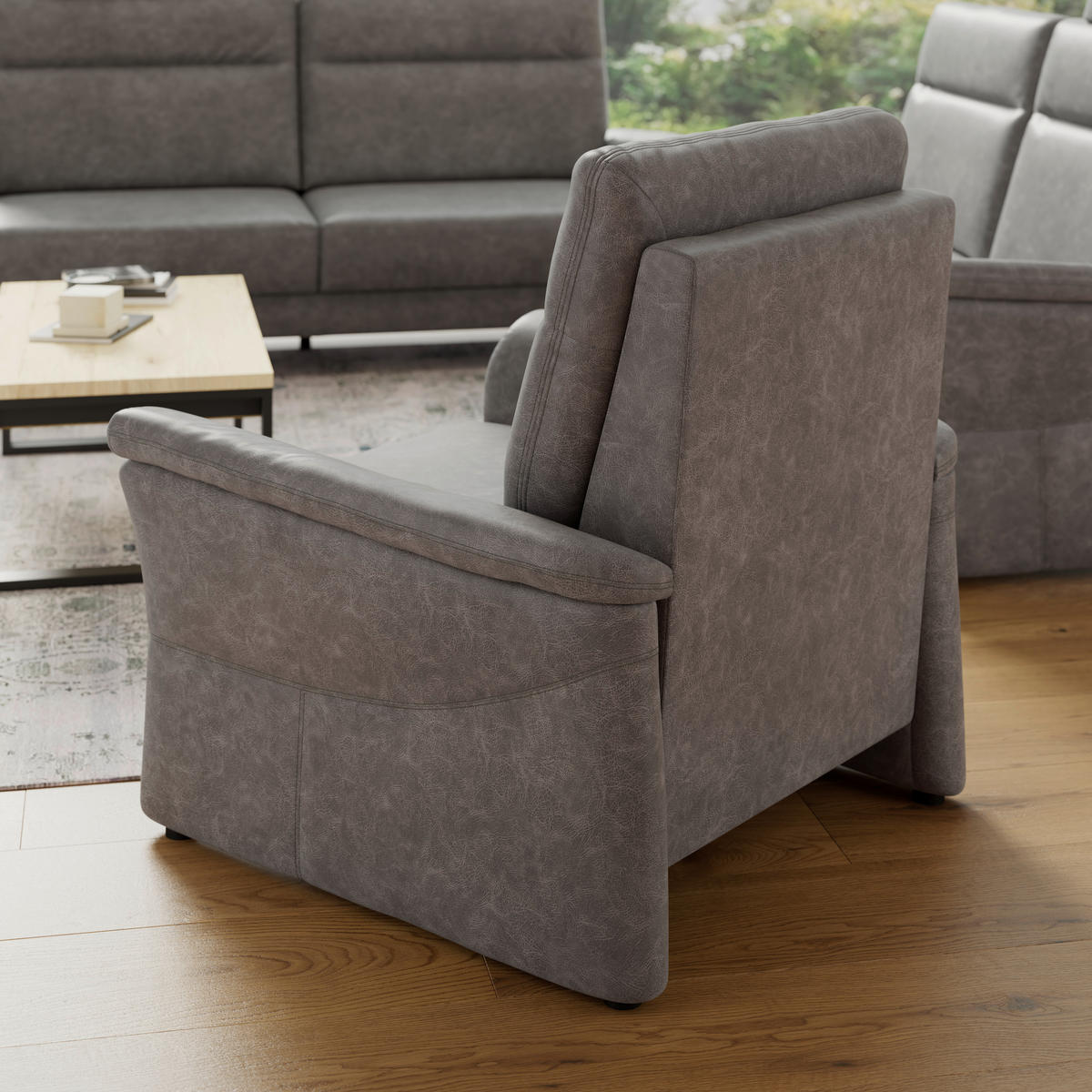 SESSEL in Mikrofaser Grau  - Schwarz/Grau, KONVENTIONELL, Kunststoff/Textil (104/98/91cm) - Elegando