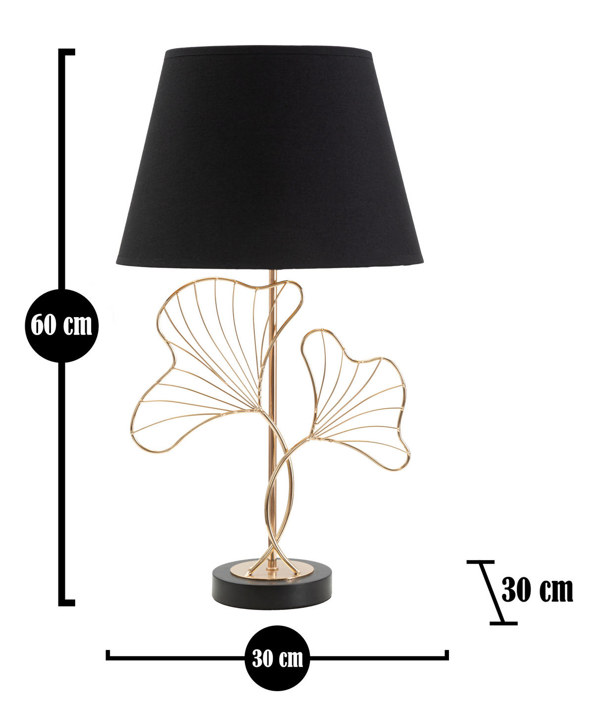 TISCHLEUCHTE 30/60 cm  - Goldfarben/Schwarz, Trend, Kunststoff/Textil (30/60cm) - Mauro Ferretti