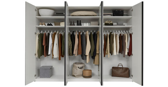 DREHTÜRENSCHRANK 299,2/229,4/59,5 cm,  in Anthrazit, Weiß, 6-türig  - Anthrazit/Weiß, KONVENTIONELL, Holzwerkstoff/Metall (299,2/229,4/59,5cm) - Dieter Knoll