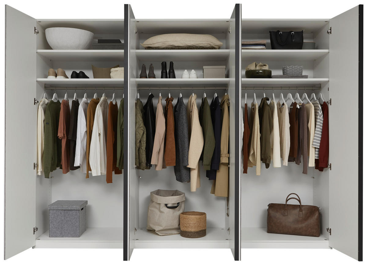 DREHTÜRENSCHRANK 299,2/229,4/59,5 cm,  in Anthrazit, Weiß, 6-türig  - Anthrazit/Weiß, KONVENTIONELL, Holzwerkstoff/Metall (299,2/229,4/59,5cm) - Dieter Knoll