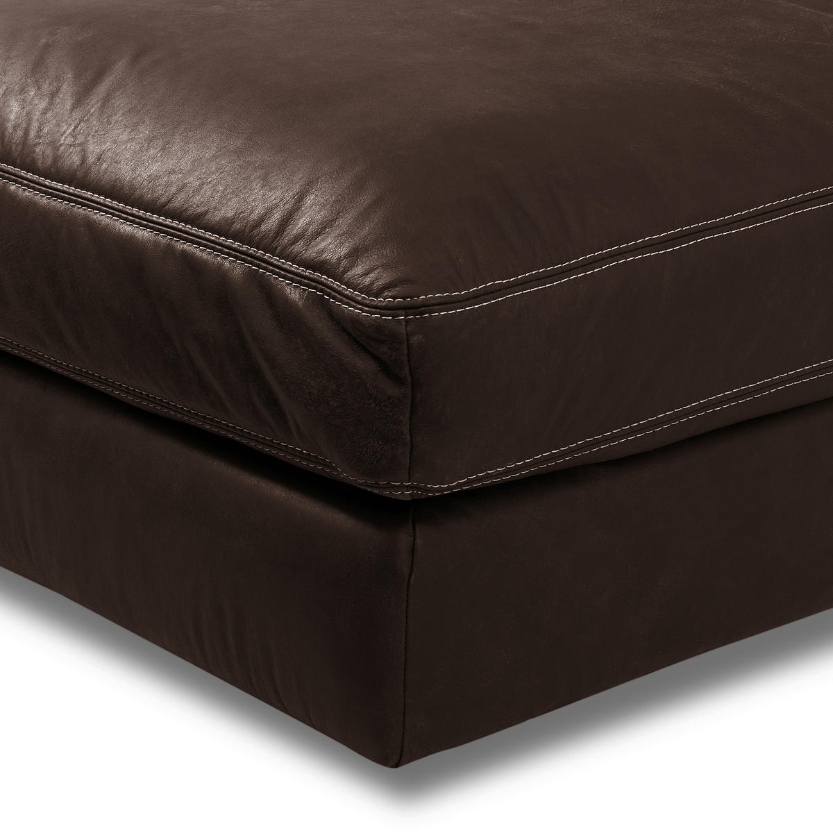 HOCKER in Leder Dunkelbraun  - Dunkelbraun/Beige, Design, Leder/Kunststoff (123/45/93cm) - Livetastic