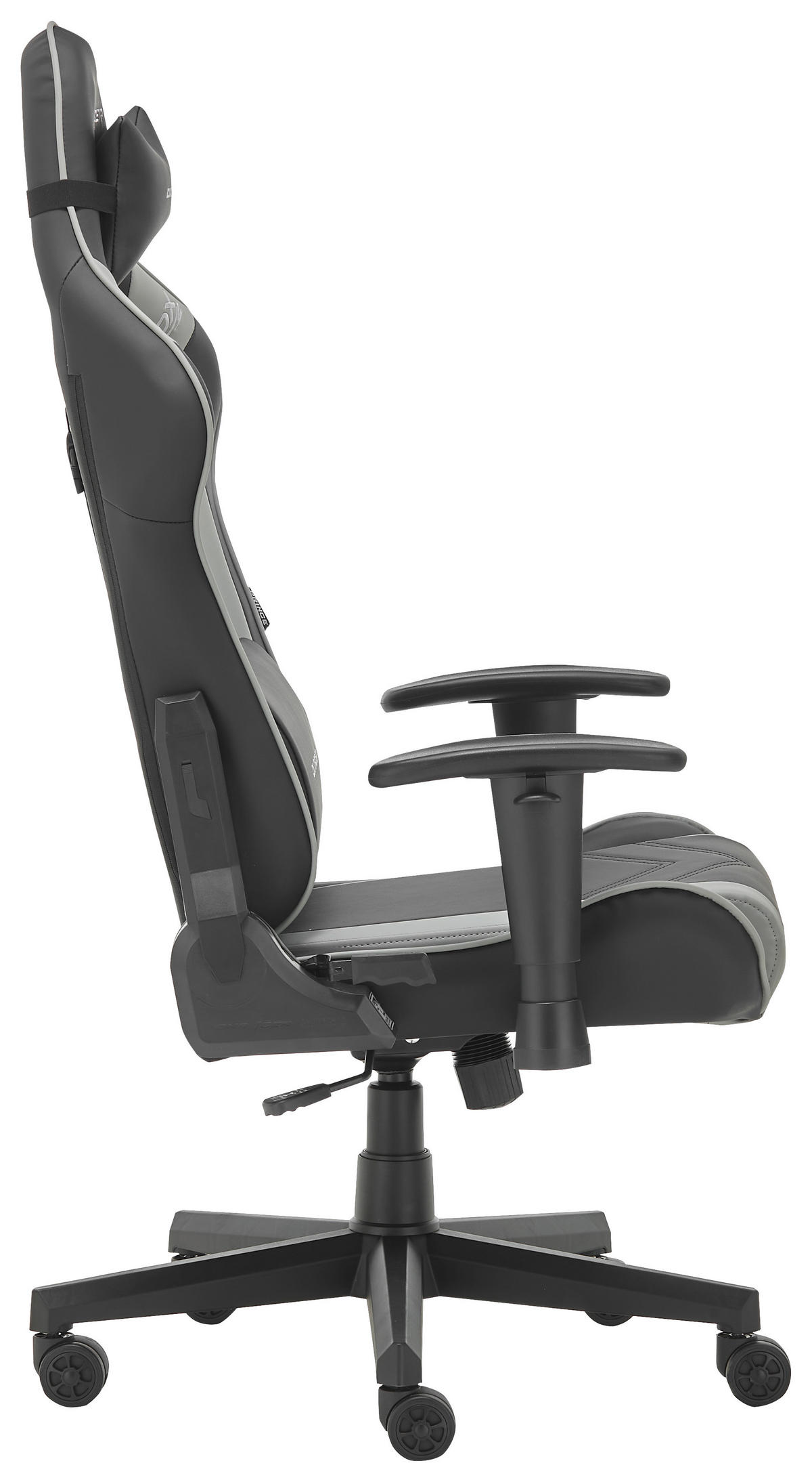 GAMER SZÉK  bőrhatású textil szürke, fekete  - fekete/szürke, Design, műanyag/textil (67/126/67cm) - Dxracer