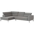 ECKSOFA Grau Feincord  - Schwarz/Grau, Design, Textil/Metall (205/280cm) - Xora