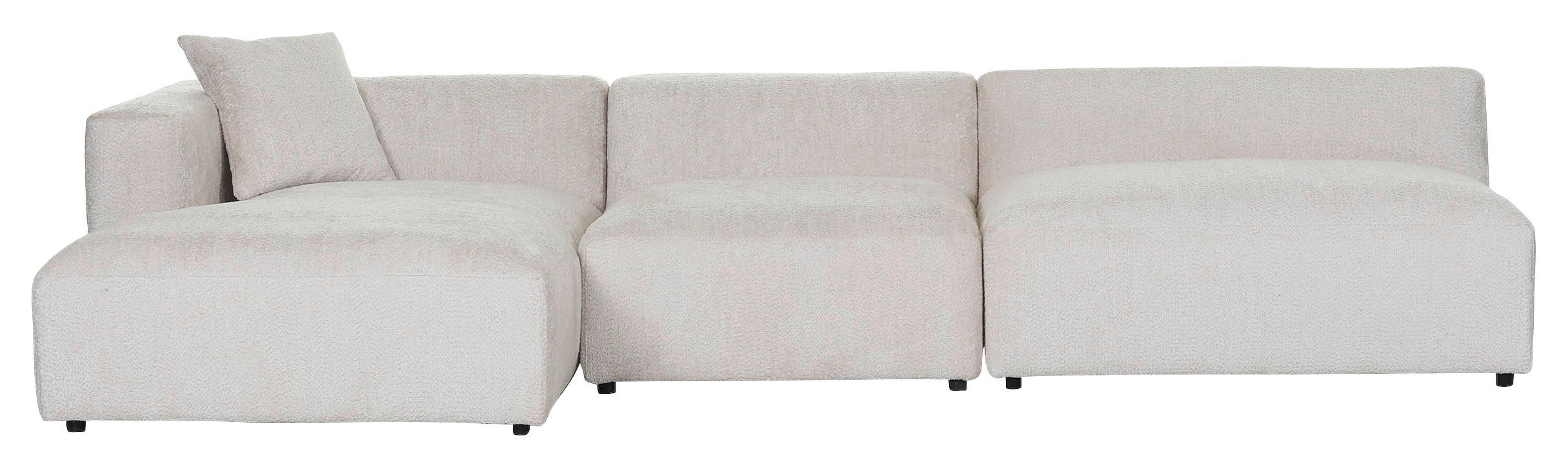 ECKSOFA Creme Chenille - Creme/Schwarz, MODERN, Kunststoff/Textil (178/337cm) - Carryhome