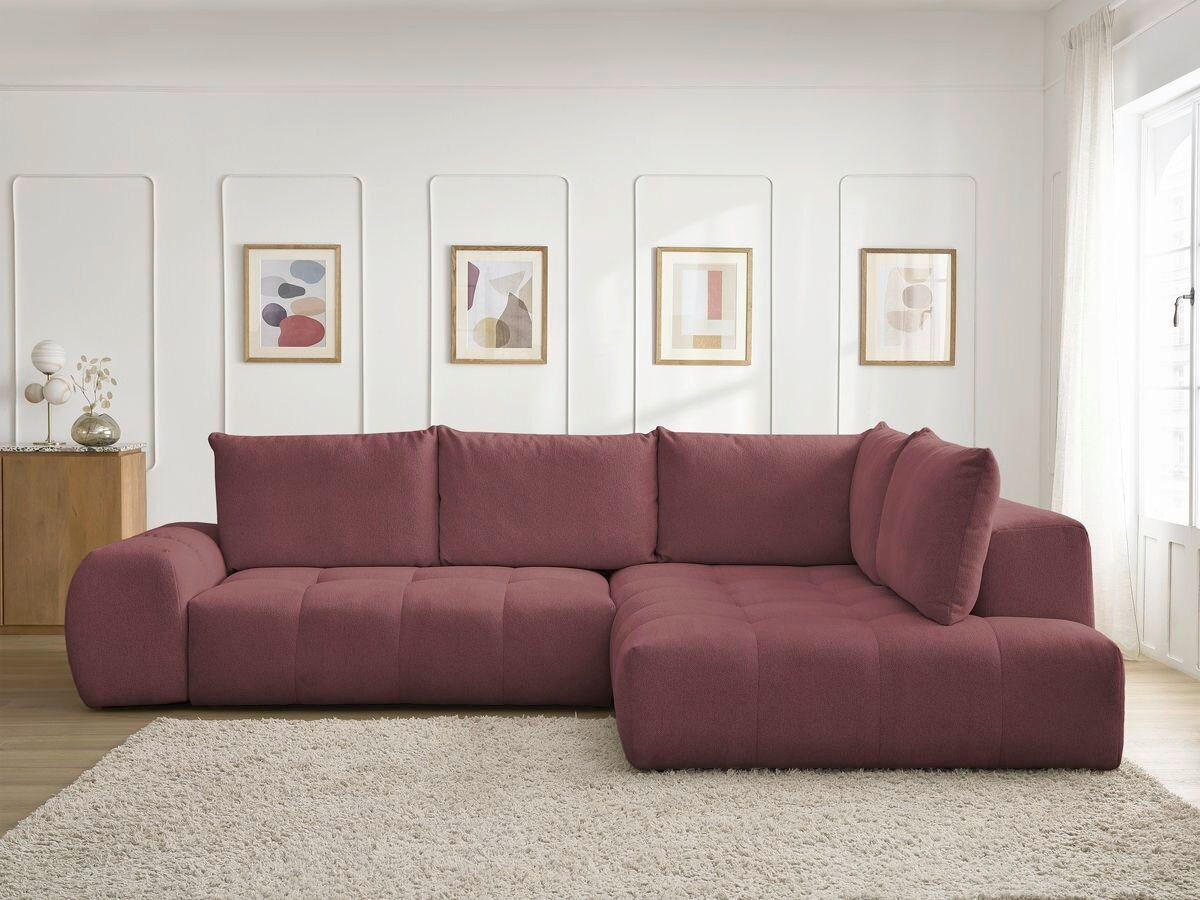 ECKSCHLAFSOFA EVEREST  mit Rücken echt, Armteil links, Armteil rechts Flachgewebe Rot  - Rot/Schwarz, MODERN, Kunststoff/Textil (320/212cm)