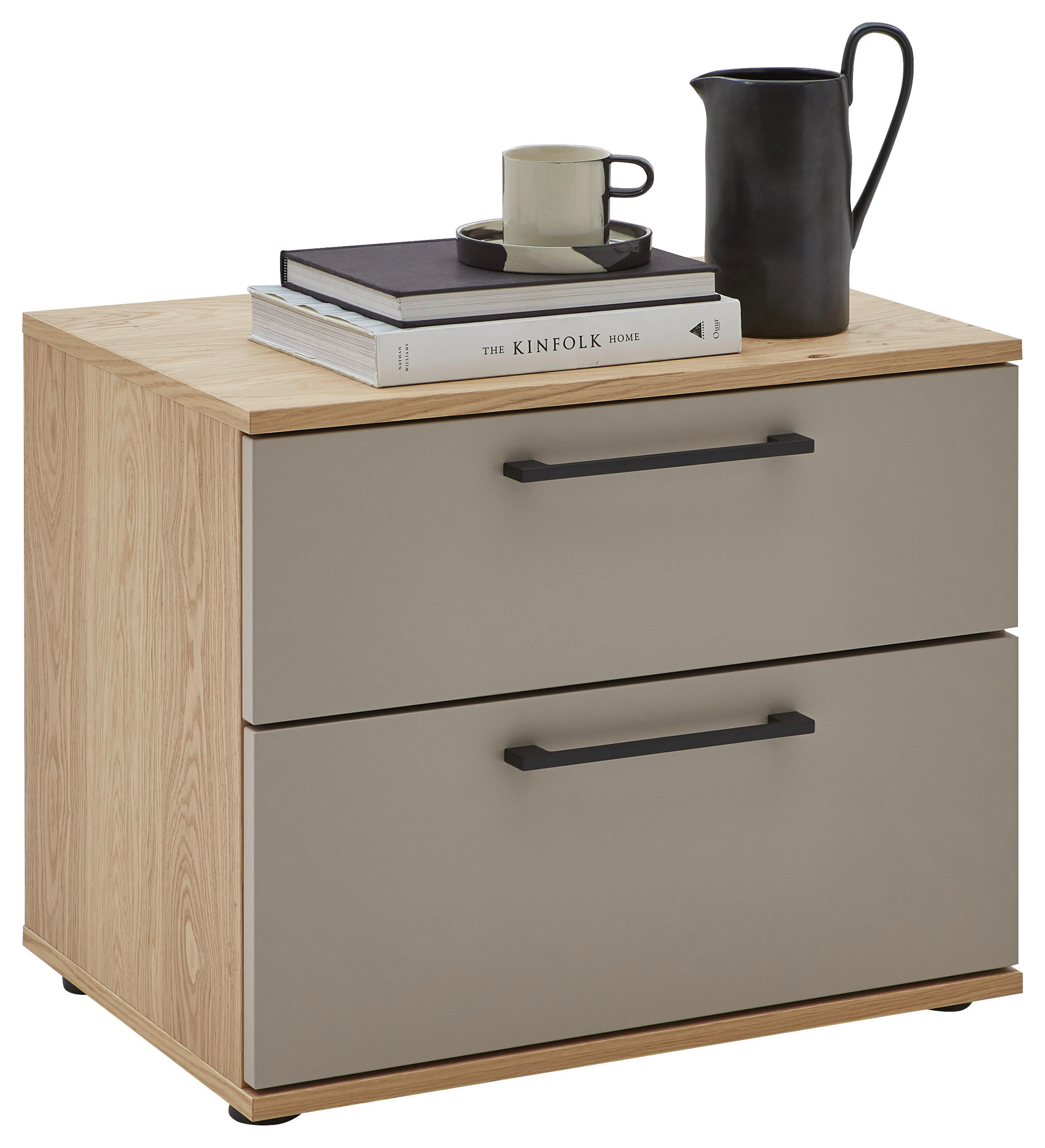 NACHTSCHRANK 60/48,6/46 cm furniert  - Taupe/Eichefarben, Design, Holzwerkstoff (60/48,6/46cm) - Dieter Knoll