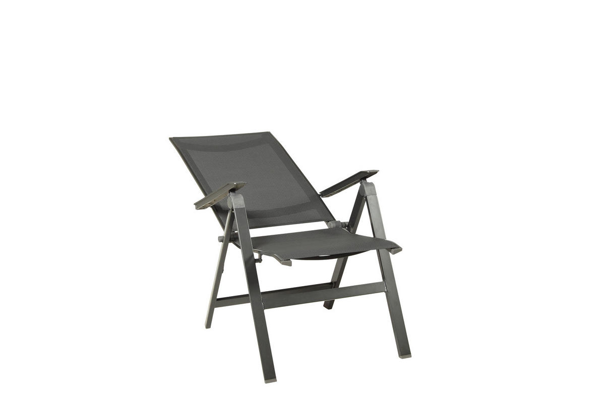 GARTENSET beschichtet Aluminium  - Anthrazit/Schwarz, Basics, Textil/Metall (160+60/98/74cm) - Acamp