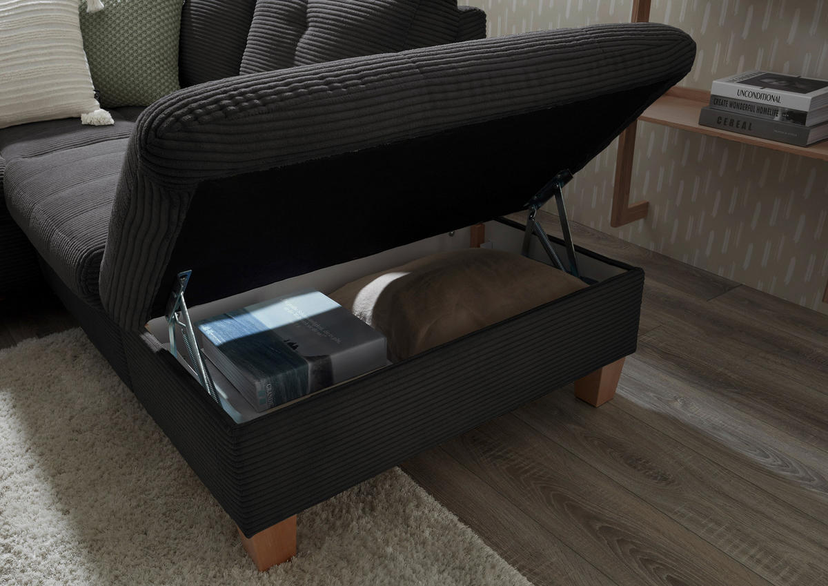 WOHNLANDSCHAFT Anthrazit Cord  - Eichefarben/Anthrazit, KONVENTIONELL, Holz/Textil (170/324/220cm) - MID.YOU