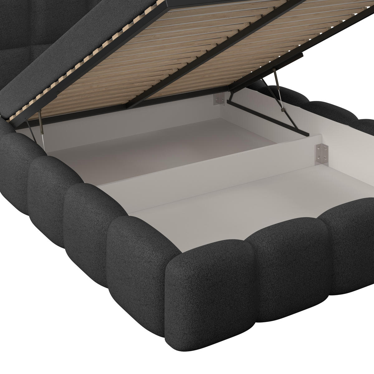 POLSTERBETT 160/200 cm,  in Schwarz, Matratze, Bettkasten, H3 = fest  - Schwarz, Trend, Kunststoff/Textil (160/200cm)