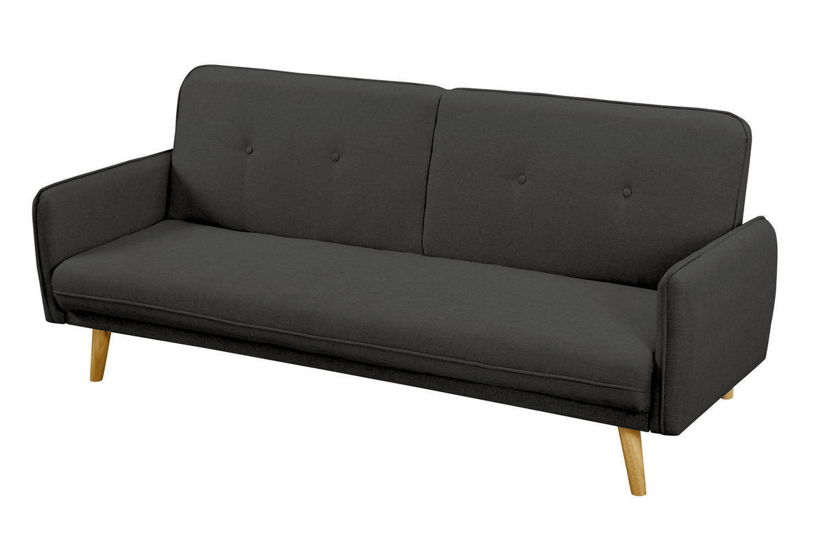 3-SITZER-SOFA in Struktur Dunkelgrau  - Dunkelgrau/Naturfarben, MODERN, Holz/Textil (188/80/85cm) - Livetastic
